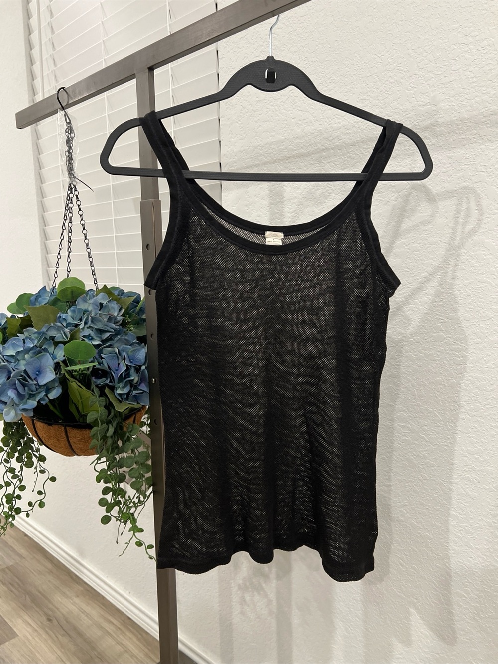 Black Sheer Scoop Neck Tank Top - Women